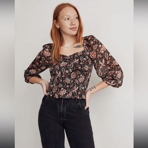 Madewell Lucie Smocked Top in Floral
